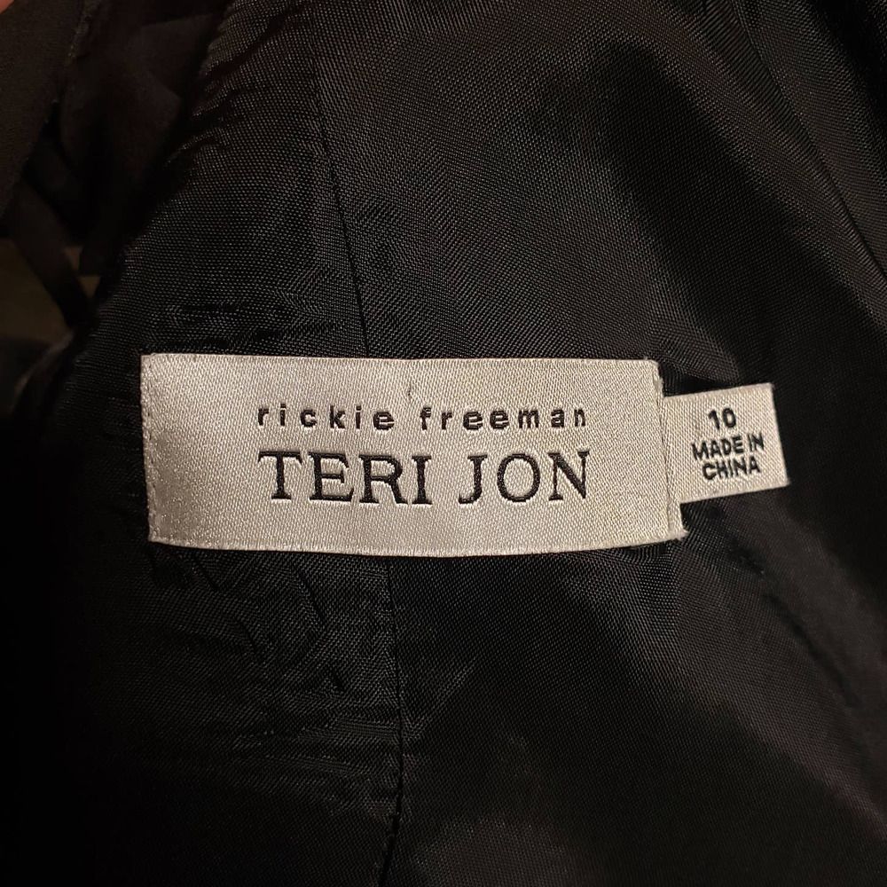 Rickie Freeman Teri Jon 100% Silk Straight Dress Black Women's Size 10 - Picture 6 of 7